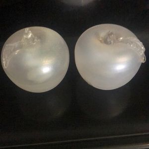 Silvestira frosted rare glass paper weight book ends VTG apples